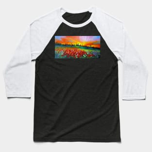 Dawn over a poppy field Baseball T-Shirt